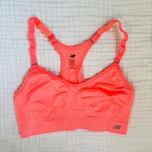 New Balance Large Neon Coral Sports Bra Racerback High Impact Athletic size L
